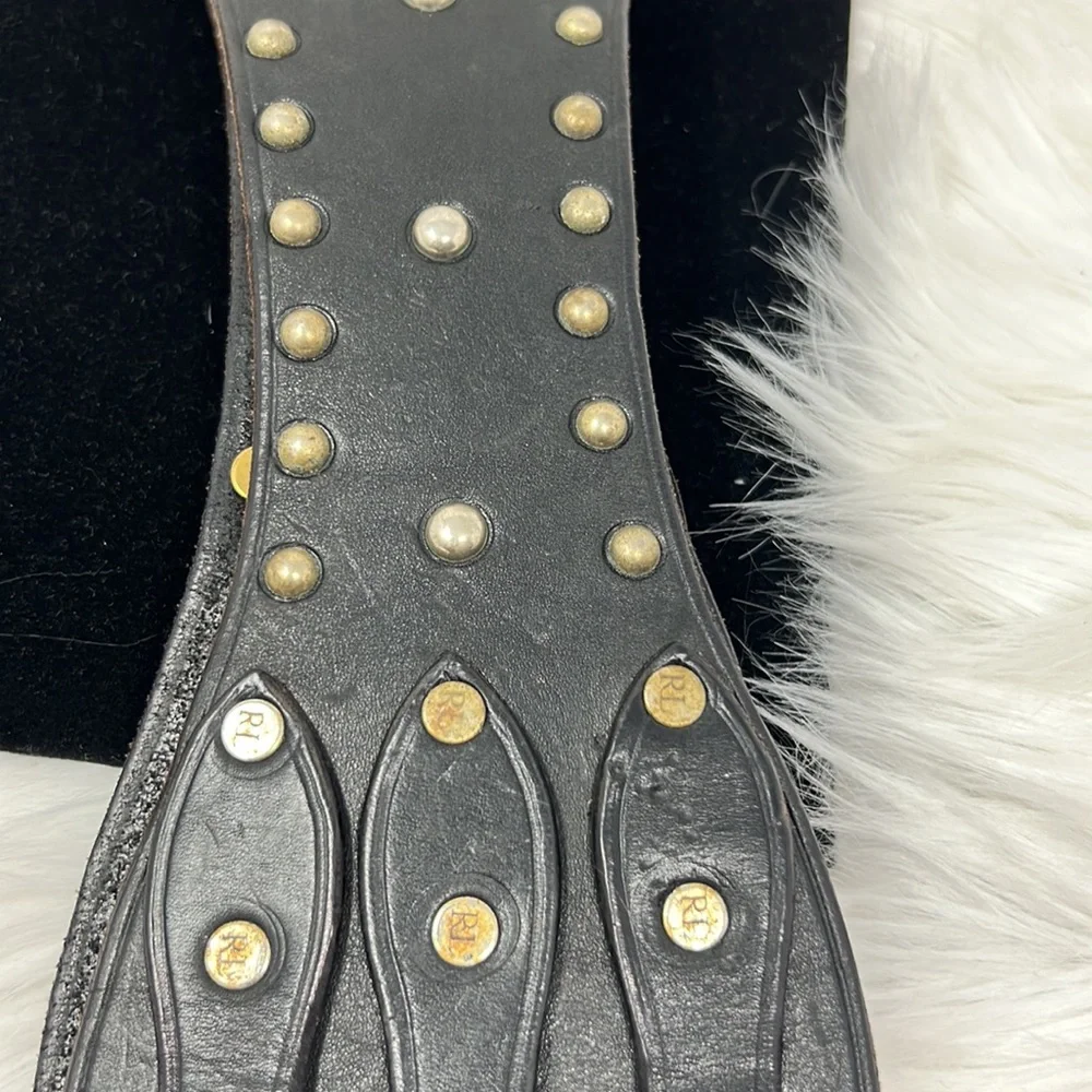 Vintage Ralph Lauren Kidney Leather Studded Corset Belt Women’s Small Black - Picture 11 of 15